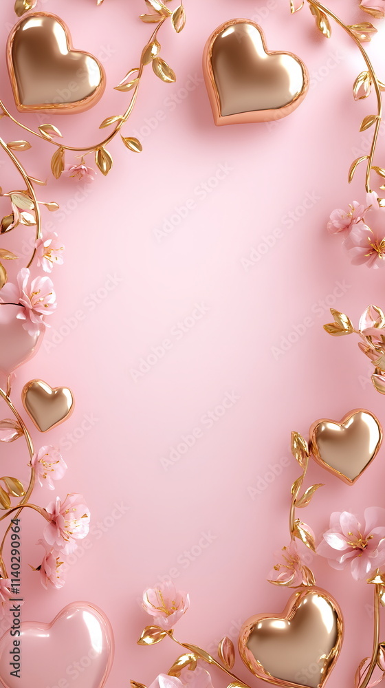 Fototapete romantic valentine's day vertical greeting banner background with empty copy space with light blush 