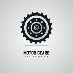 Fototapeta premium Modern Motor Gear Logo Design, Industrial Gear Emblem for Businesses, Hexagon Automotive Repair Logo, Black & White Motor Badge Icon, Mechanical Workshop Gear Logo Design
