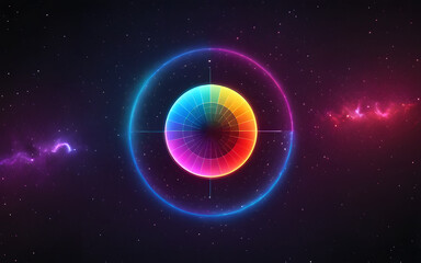 A circular pie chart, glowing with vibrant colors, suspended in a cosmic void