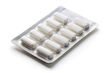 Silhouette of anti smoking nicotine gum in package isolated on white background