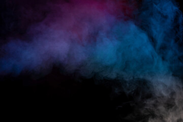 Blue and purple steam on a black background.