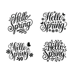 Hello Spring - Hand drawn inspiration quote. 
