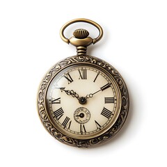 A vintage pocket watch on a white background 