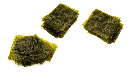 Tasty nori seaweed isolated on a white background.