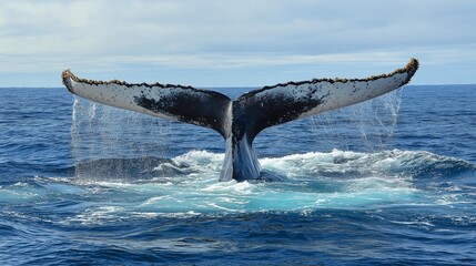 Obraz premium AI generator image of orca wales, blue whale jumping out of sea surface, in a crystal clear water glacier