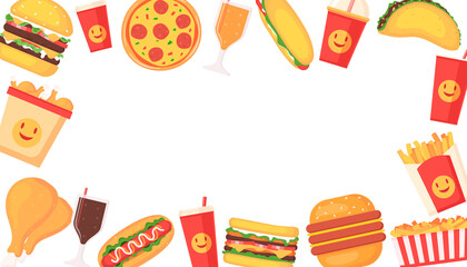 Colorful Fast Food Arrangement with Smiley Faces