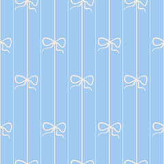 Coquette bows baby blue vector pattern