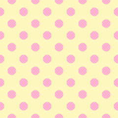 Cute Seamless Blend of Pink and Light Yellow. Polka dot pattern background