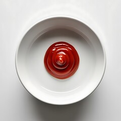 Delicious ketchup in white bowl isolated on white background. Portion of tomato sauce with clipping path. Collection of various sauces
