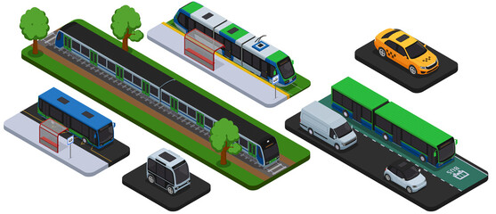 Isometric Urban Transportation Illustration