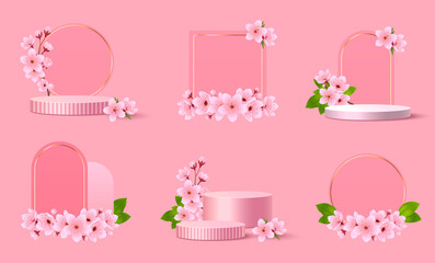 Elegant Floral Display Frames with Cherry Blossoms