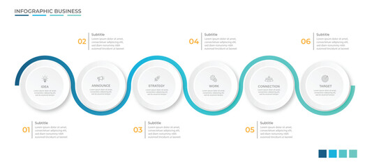 Vector infographic label template with icons. 6 options or steps. Infographics for business concept.