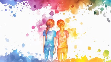 Vibrant watercolor and sketch illustration capturing the essence and beauty of true friendship