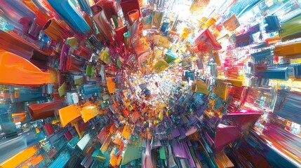 Colorful abstract design with vibrant shapes.