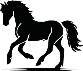 Silhouette Of Horse running Vector