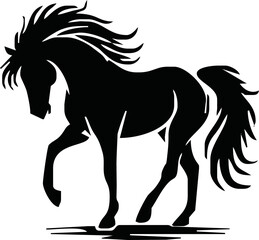 Silhouette Of Horse running Vector