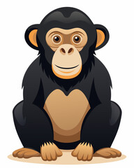 Beautiful Chimpanzee Sitting Clipart Isolated on White Background - High-Quality Animal Illustration.