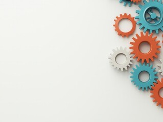 A dynamic arrangement of colorful gears representing innovation and engineering concepts in a modern environment. digital marketing and branding engagement concept.