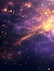 Fototapeta premium A background featuring tiny golden stars scattered across a deep purple gradient, evoking a magical night. 