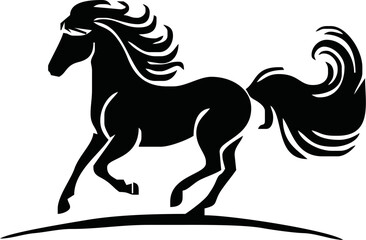 Silhouette Of Horse running Vector