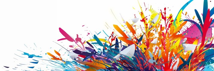 Colorful vector background with abstract shapes and splashes, on a white background. Vector illustration in a flat design Colorful splashes, with white space for text