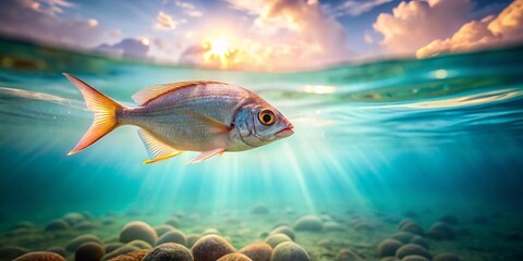 Naklejka premium Chill Fish: Serene Underwater Documentary Photography - Relaxing Aquatic Life