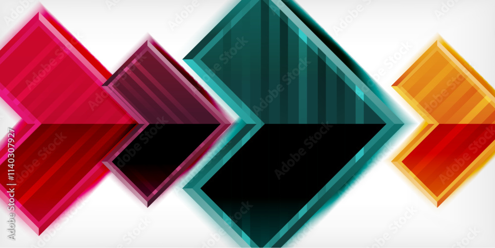 Poster Arrow symbols created with 3d effects and line texture geometric abstract background