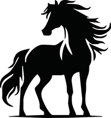 Silhouette Of Horse running Vector