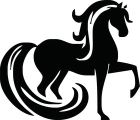 Silhouette Of Horse running Vector