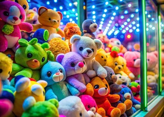 Claw Machine Plush Toys, Arcade Game, Colorful Stuffed Animals, Prize Game, Skill Game, Funfair, Carnival Games, Amusement Park