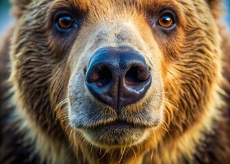 Close-up Bear Nose Photography: Wildlife Macro, Animal Portrait, Nature Texture, Fur Detail, Brown Bear Snout, Powerful Nose, Wild Animal Close Up