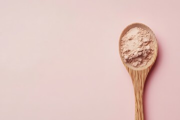 isolation of wooden spoon with collagen powder