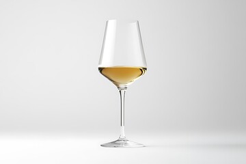 Elegant wine glass with wine on a clean white background