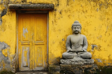 Obraz premium jade buddha door of yellow stone