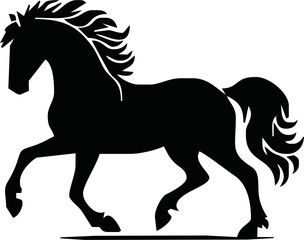 Silhouette Of Horse running Vector