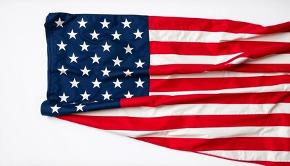 Fototapeta premium American Flag Folded on White Background USA Symbol