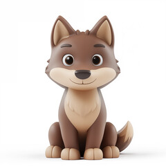 Fototapeta premium 3D cute cartoon wolf, isolated on a white background