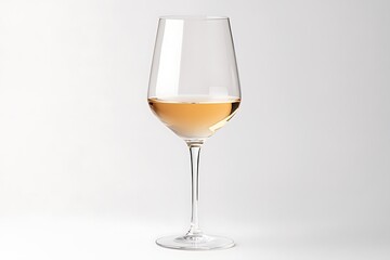 Elegant wine glass with wine on a clean white background