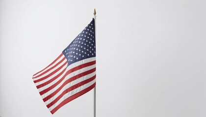 American Flag on White Background Patriotism Symbol