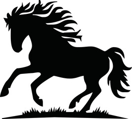 Silhouette Of Horse running Vector