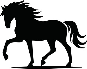 Silhouette Of Horse running Vector