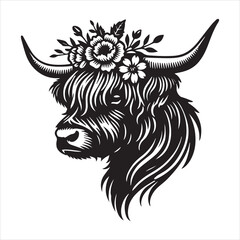 Fototapeta premium Charming Baby Highland Cattle Vector Art for Greeting Cards