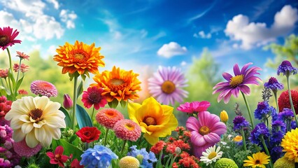 Colorful Flower Garden Clipart, Blooming Flowers, Spring Floral Illustrations, Pretty Garden Images, Botanical Design Elements