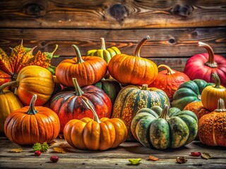 Colorful Pumpkins Autumn Harvest Fall Thanksgiving Decoration  Gourd Still Life Photography