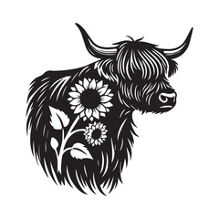 Fototapeta premium Cute Baby Highland Cattle Vector Art for Nursery Decor