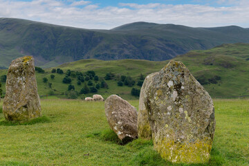 English Heritage Castlerigg Stone Circle of 5000 years old near Keswick, UK in the Lake District...