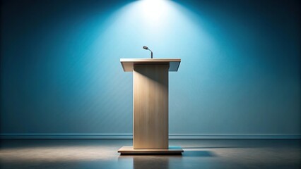 Simple podium with a gradient background in a long shot view