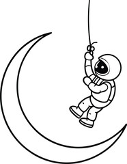 monochromatic playful astronau vector illustration design