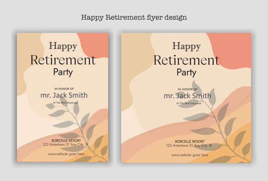 Happy retirement lunch party invitation flyer design template 
