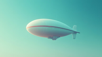Obraz premium Minimalistic airship floating in a clear blue sky with a clean and futuristic design